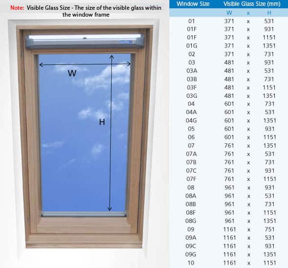 keylite-roof-window-size-guide