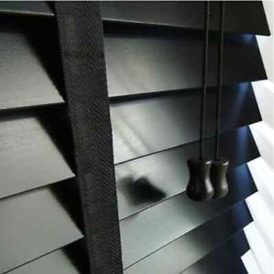 black wood venetian blinds with tapes