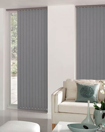 dark grey vertical blinds