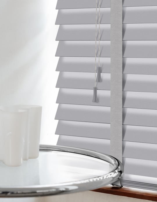 Ash Grey Wood Venetian Blinds With Tapes