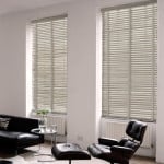 light grey wood venetian blinds with tapes