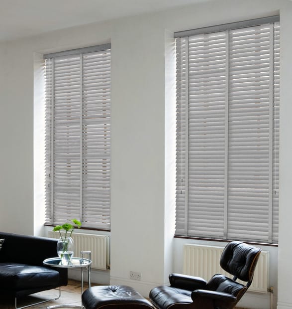 Medium Grey Wooden Venetian Blinds With Tapes