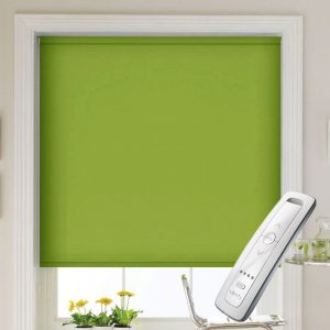 bright green electric motorised remote control roller blinds