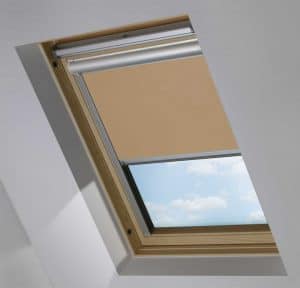 Brown Electric Motorised Solar Powered Remote Control Skylight Blinds
