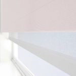 Double Roller Blind Peony Pink & White Motorised
